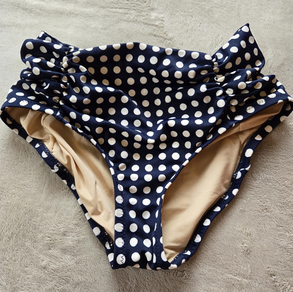 J.Crew Polka Dot High-Waisted Rusched Bikin
